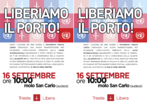 Liberiamo il porto! Volantino per la manifestazione di Trieste Libera del 16 settembre 2012.