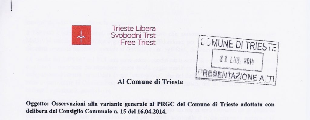 Da Trieste Libera 336 osservazioni al piano regolatore