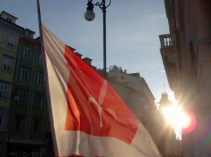 Bandiera con il logo di Trieste Libera.