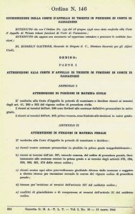 Ordine 146 dell'AMG FTT, il primo Governo di Stato del Territorio Libero di Trieste, riguarda le prime disposizioni su come tenere i processi a Trieste.