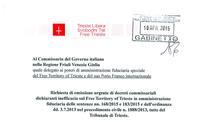 Trieste Libera: il Commissario del Governo eserciti l'amministrazione fiduciaria