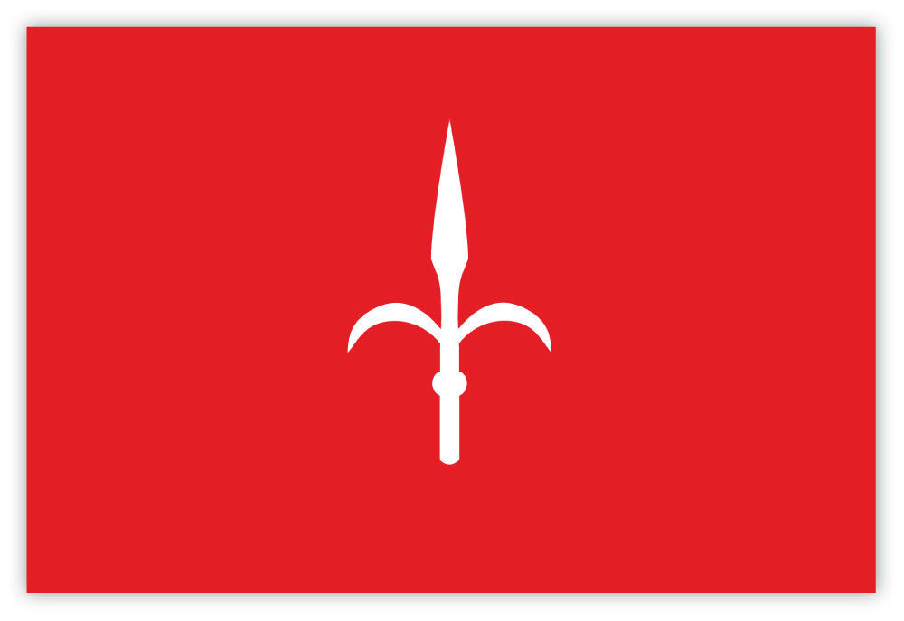 Bandiera di Stato del Territorio Libero di Trieste, alabarda bianca in campo rosso.