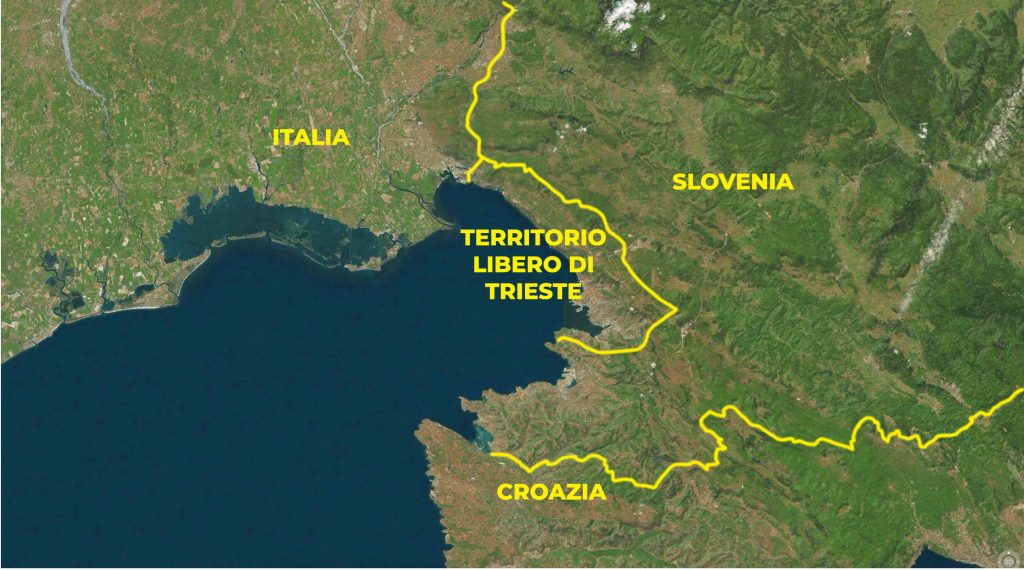 L'attuale Territorio Libero di Trieste confina con l'Italia (dal 1947) e con la Slovenia (dal 1992).